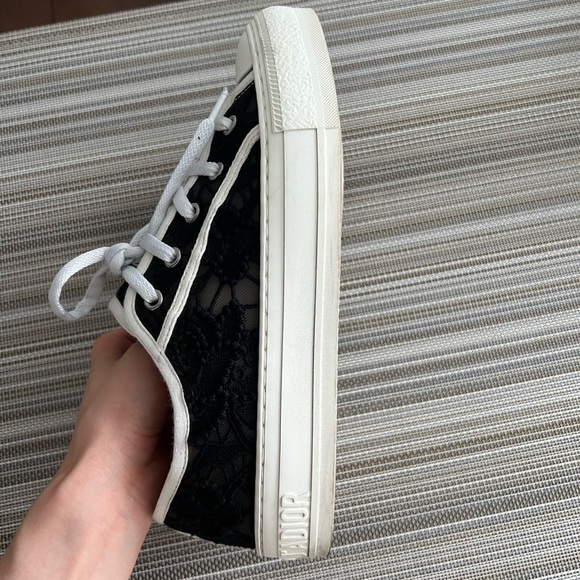 CHRISTIAN DIOR "Walk'n'Dior" Black Transparent Mesh Embroidered Lace Sneakers - Picture 4 of 6